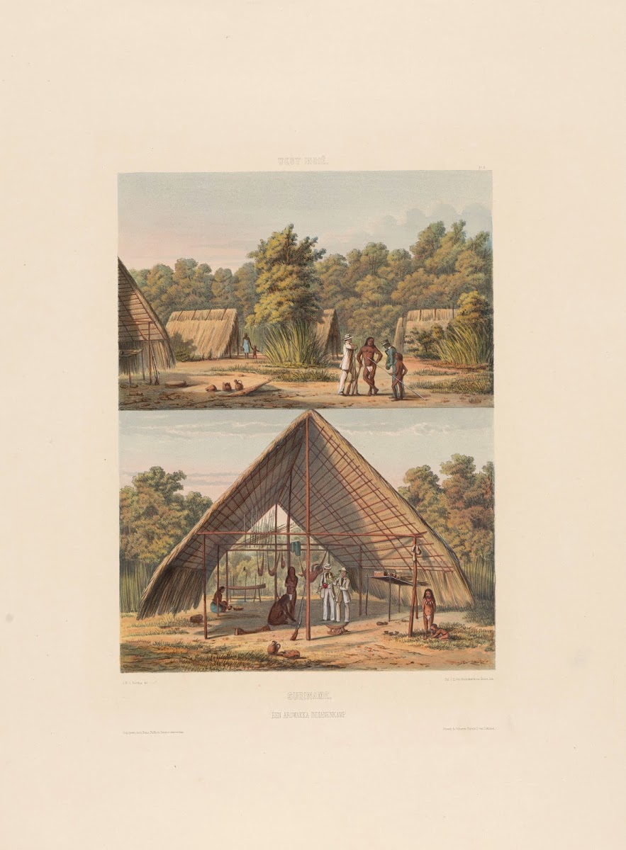 Suriname Een Arowakka indianenkamp 1860 1862