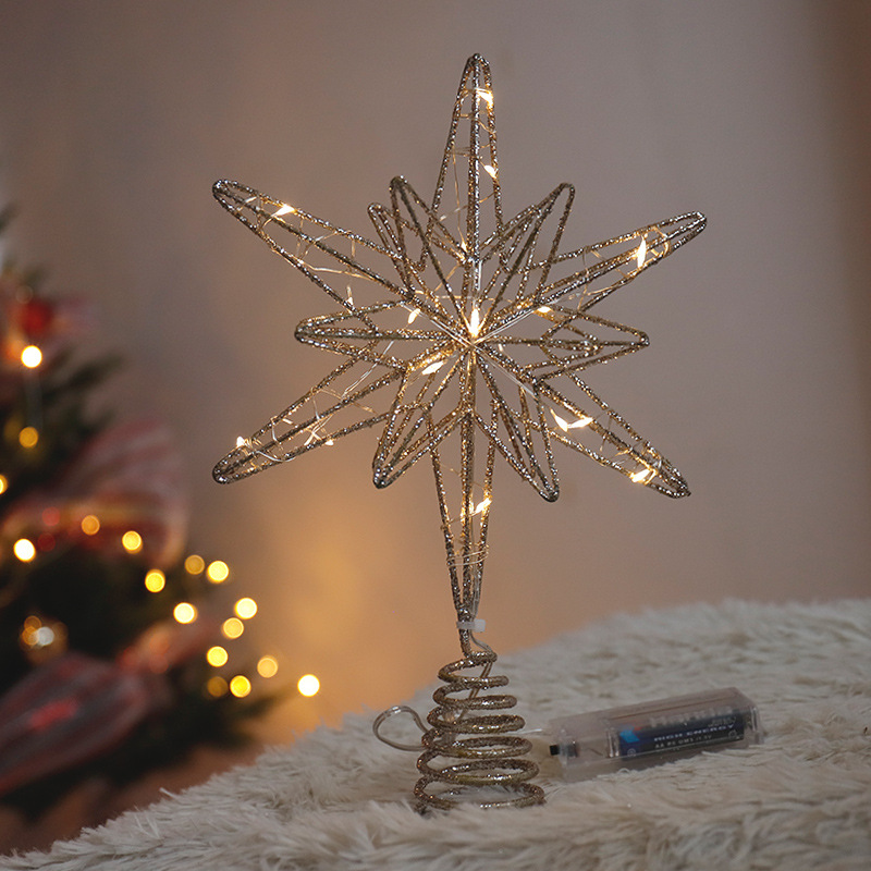 Christmas tree topper star made of iron and fabric