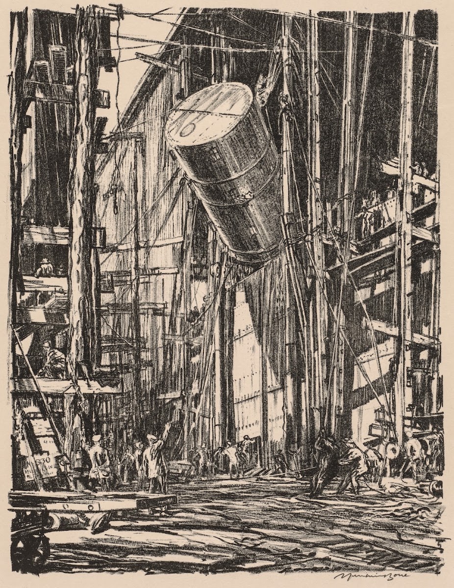 On the Clyde 1917 1918 Lifting an Oil Tank into a Train Ferry 19171918