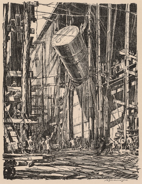 On the Clyde 1917 1918 Lifting an Oil Tank into a Train Ferry 19171918