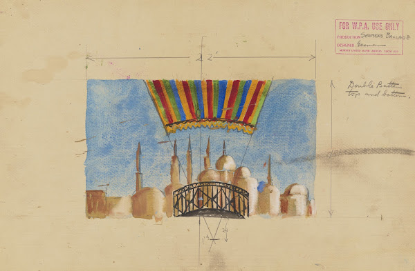 Seamens Ballad Drop Painted as Canopy of Hot Air Balloon Over City 1934 1943