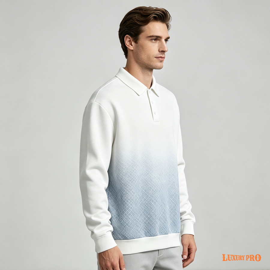 Long-Sleeve Button-Up Polo - Inside Pockets