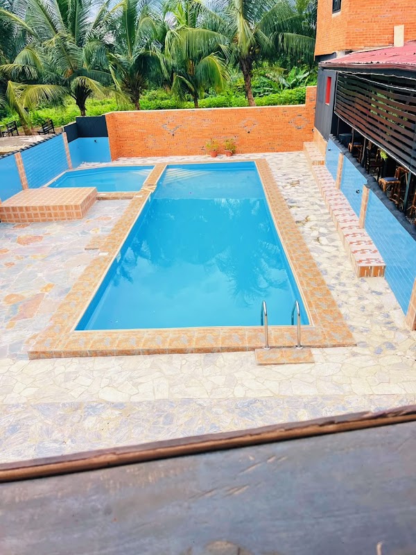 The full swimming pool at Point 3 Hotel, Adeiso, Ghana