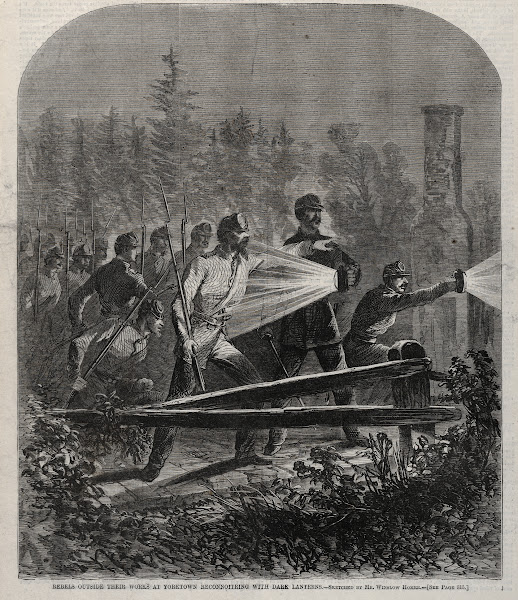 Rebels Outside Their Works at Yorktown Reconnoitering with Dark Lanterns 1862
