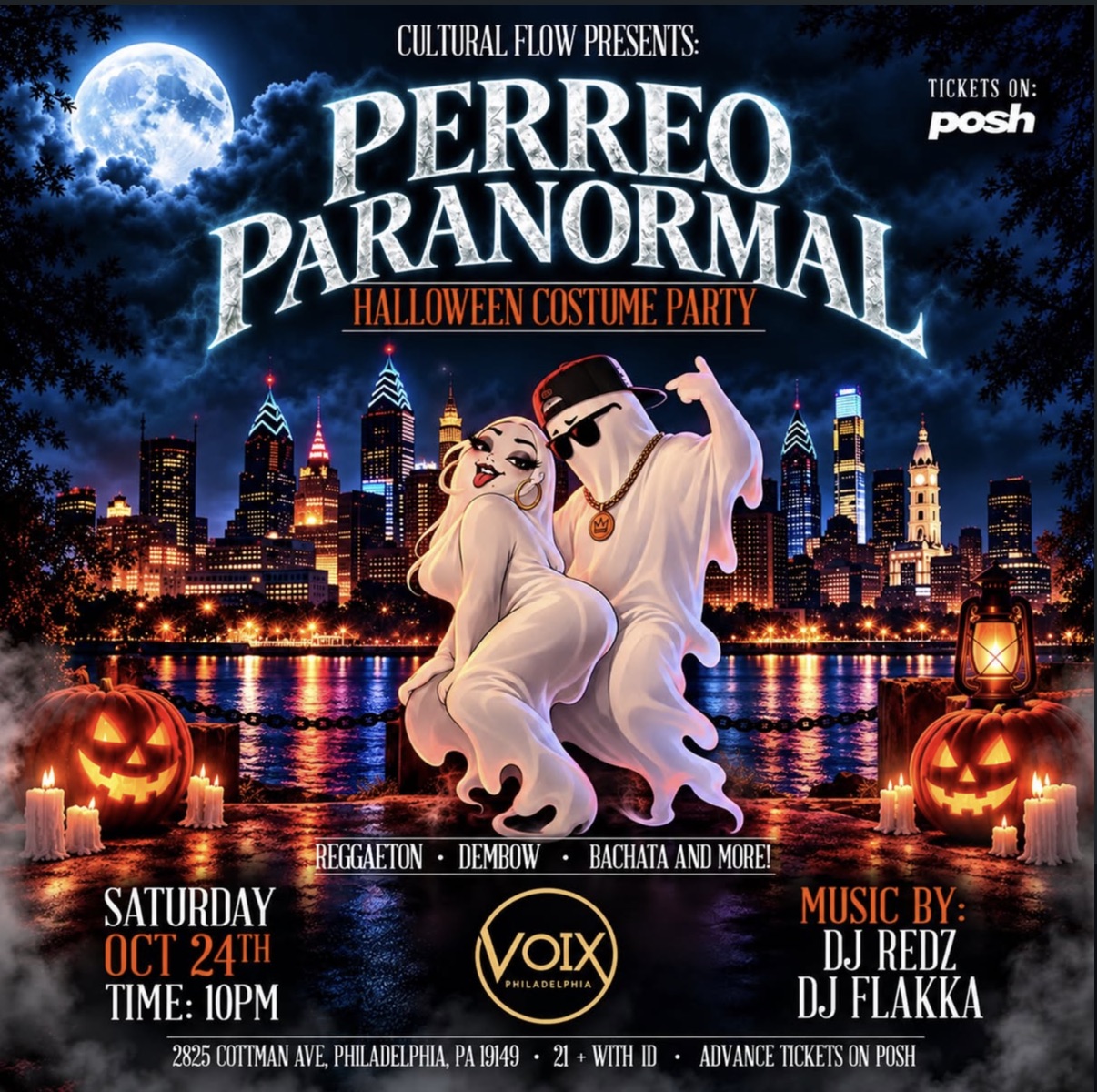 Flyer for Perreo Paranormal: Halloween Costume Party