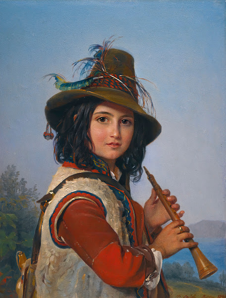 Portrait Of An Italian Shepherd Boy With A Flute
