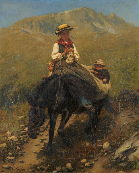 Woman of the Valais with Two Children on a Mule 1879