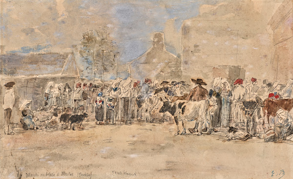 Marché au bétail à Daoulas Finistère 1865