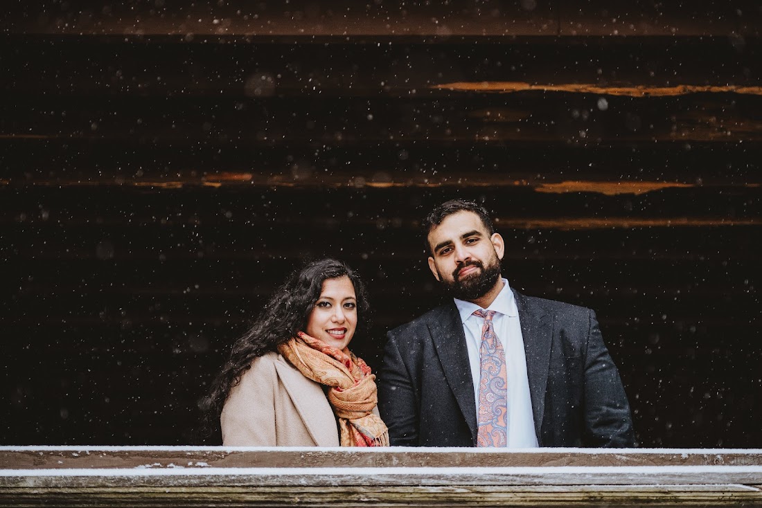 Priya and Sanjay on the balcony