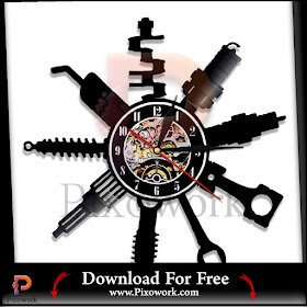 Cute CDR and DXF files Auto Repair Shop Vinyl Record Wall Clock