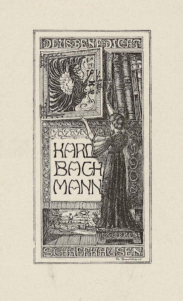 Bookplate Karl Bachmann Deus Benedicat Schaffhausen 1905
