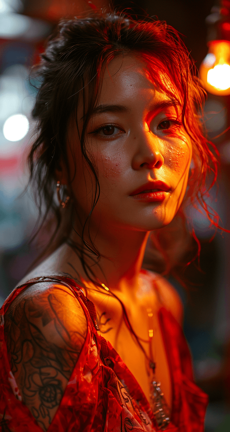 Modelo china posa para una