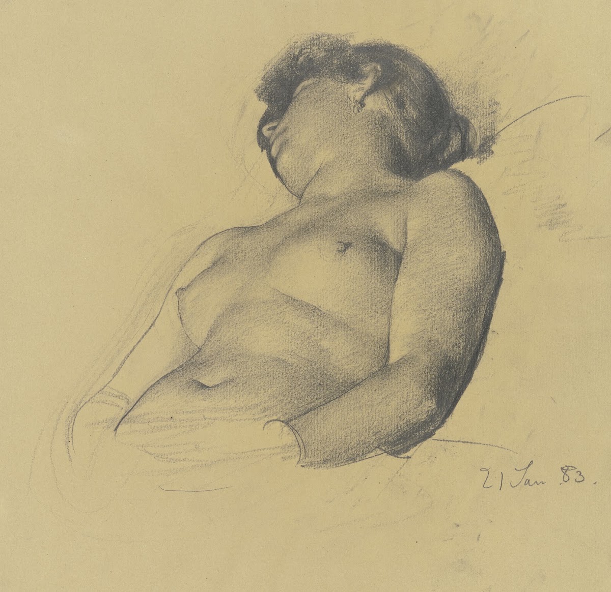 Weiblicher Halbakt einer Schlafenden 1883