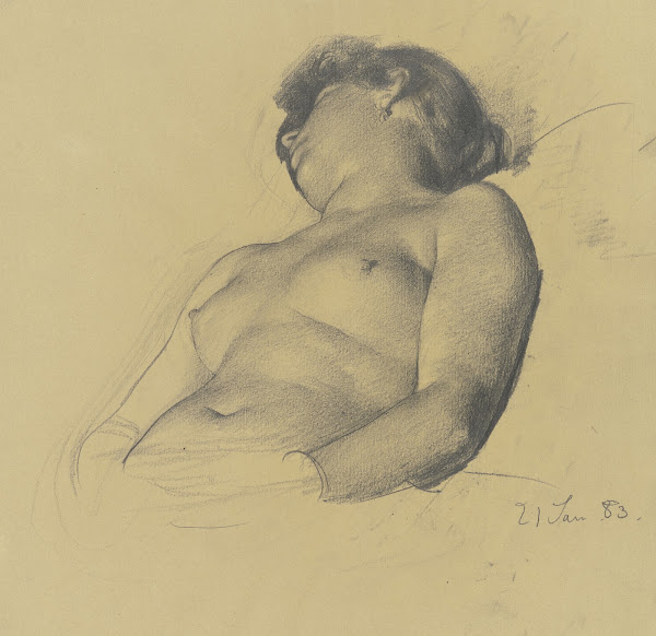 Weiblicher Halbakt einer Schlafenden 1883