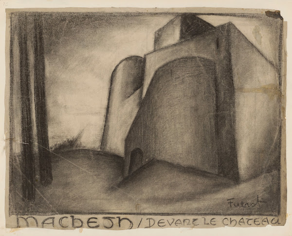 Macbeth  maquette de décor  Devant le château