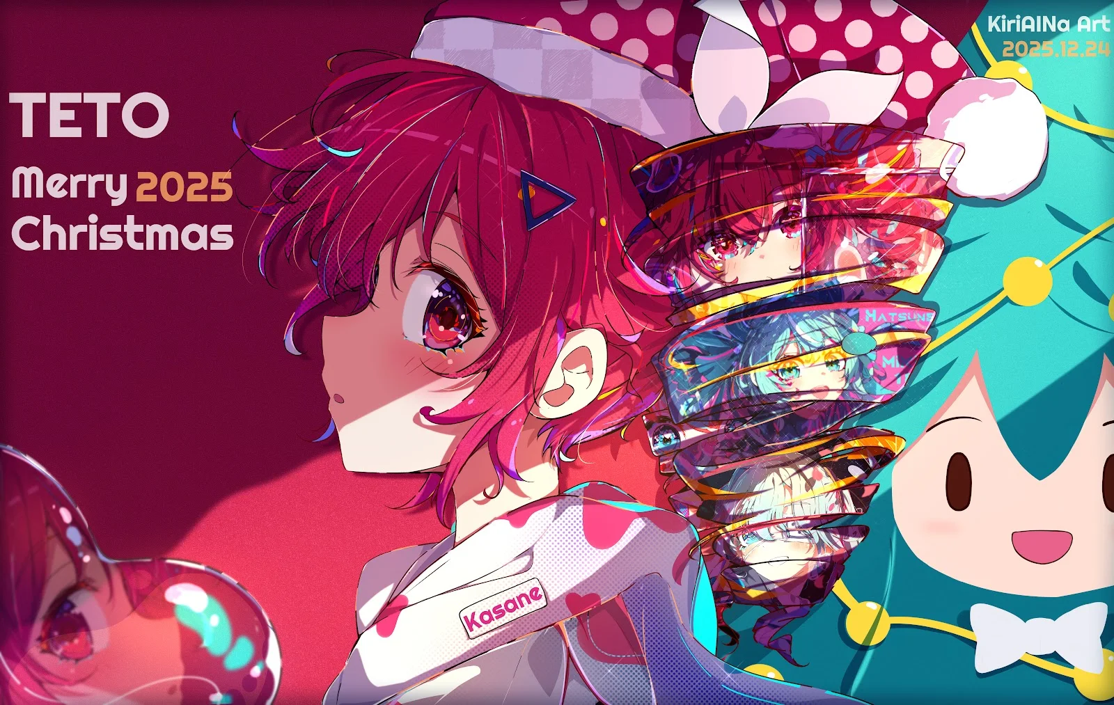 Kasane Teto Festive Digital Portrait - Vibrant Digital Art 8K Wallpaper (9449x5984)