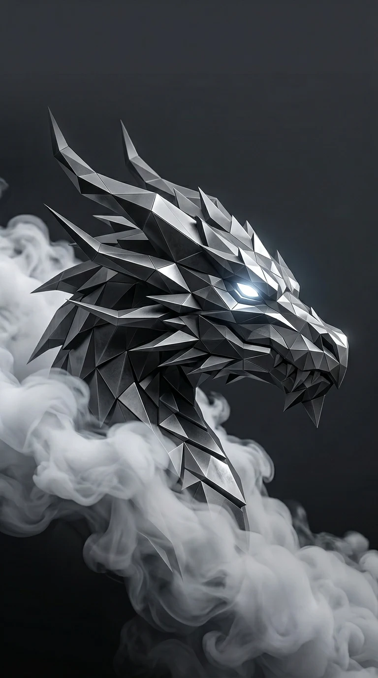 Low Poly Metallic Dragon Head Wallpaper - Free 8K and 4K mobile Wallpaper Background