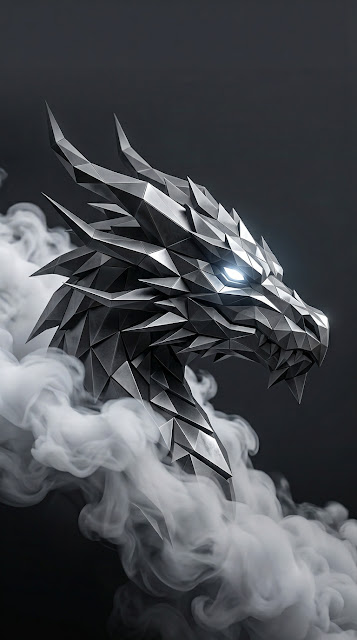 Low Poly Metallic Dragon Head Wallpaper - Free mobile Wallpaper