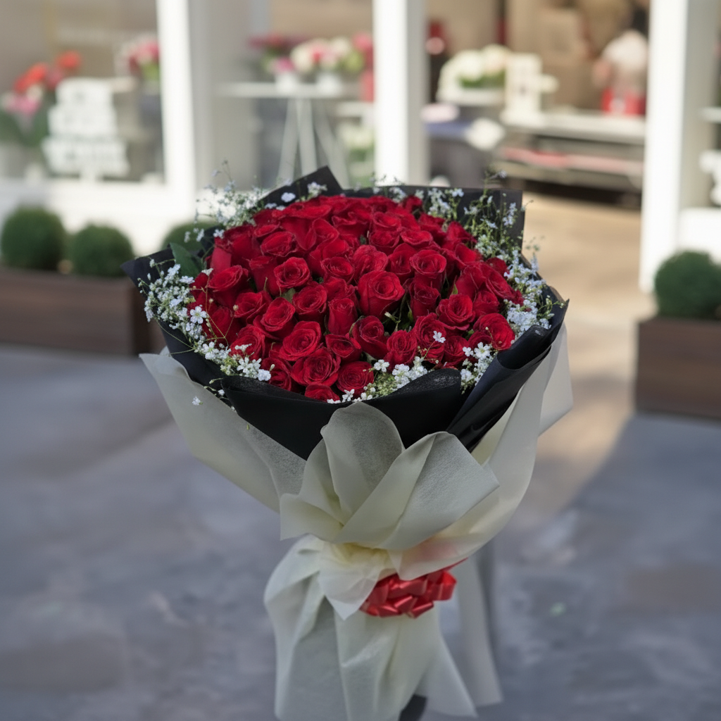 Grand Red Rose Prestige Bouquet — Fresh Bouquet Delivery Ghaziabad Rose n Petals