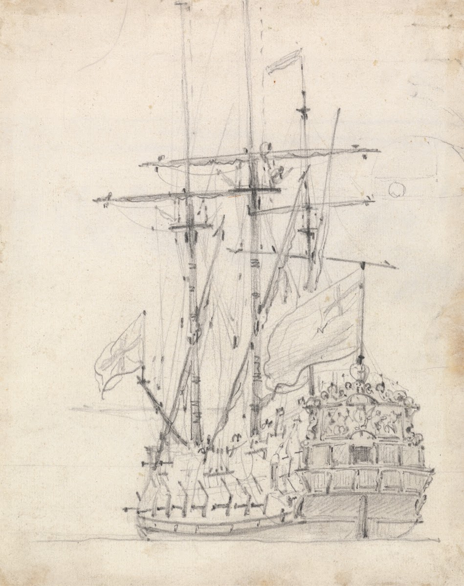 An English Frigate at Anchor Viewed from the Port Quarter