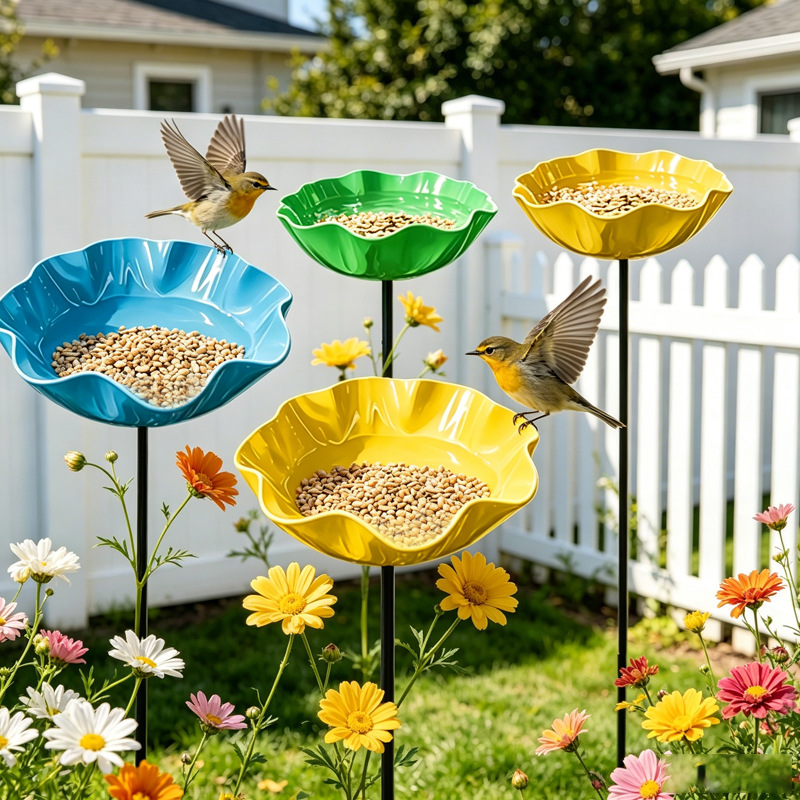 Dekorative Blumen-Vogeltränke aus Metall