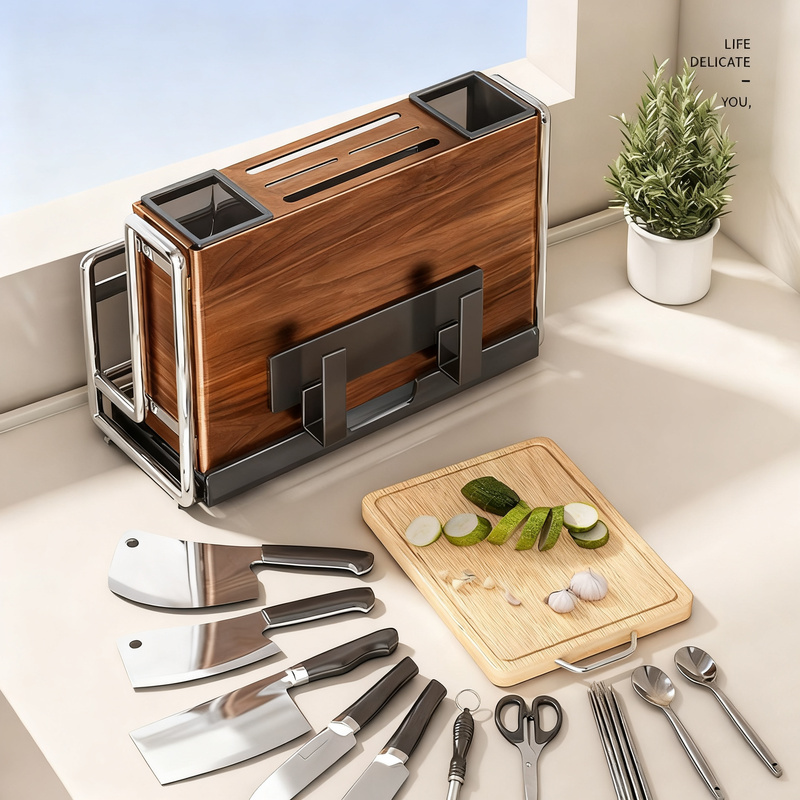 Multifunctional knife block rack with magnetic function