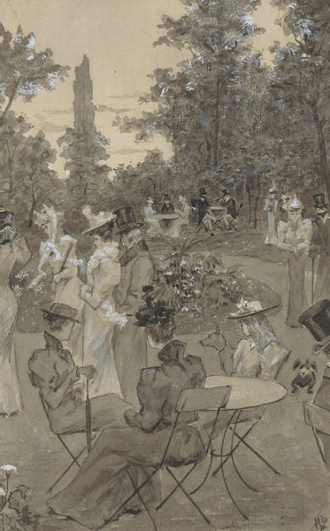 Recreërende mensen in een park 1901
