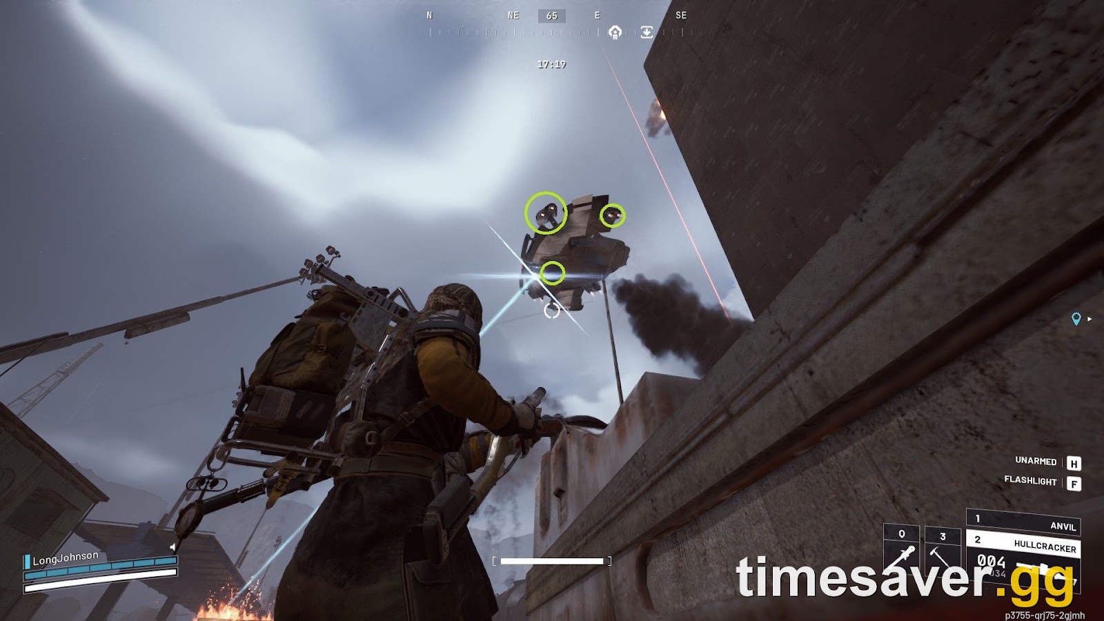 Raider aiming at a low Vaporizer with its rotor weak spots marked in ARC Raiders