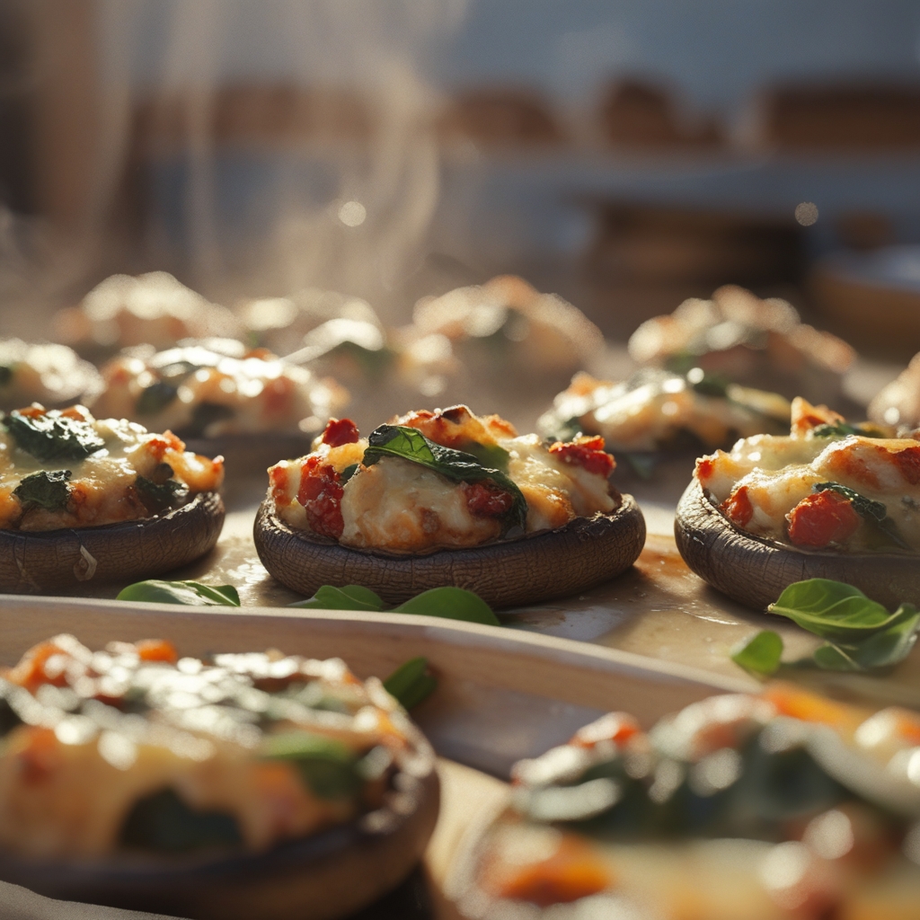 High-Protein Stuffed Portobello Mushrooms with Spinach & Sun-Dried Tomato Feta