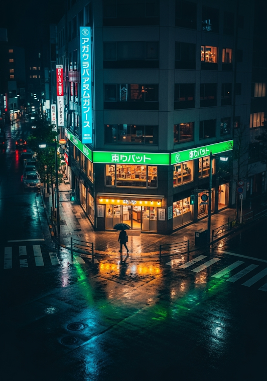 Rainy Tokyo Night Street Corner