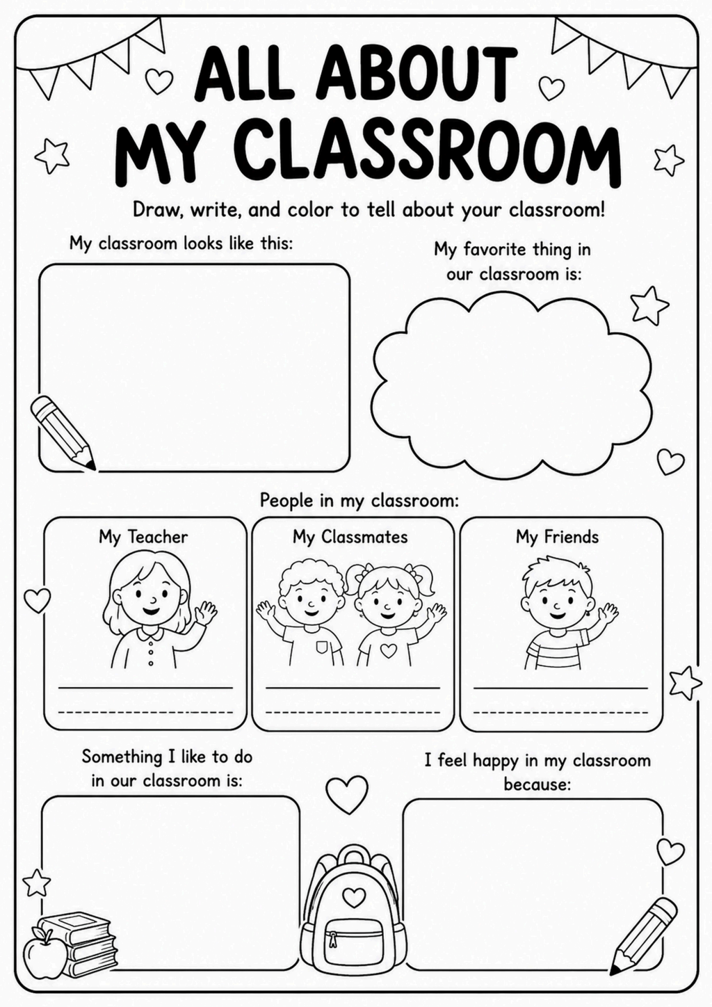 All About My Classroom Worksheet