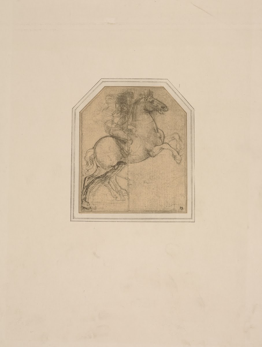 Leonardo da Vinci  Drawing of a man on horseback 1900