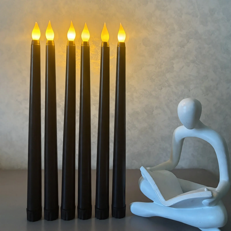 LED taper candle, cylindrical, black