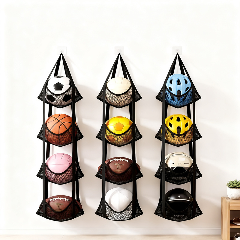 Wandmontierte Aufbewahrungstasche für Bälle und Spielzeug