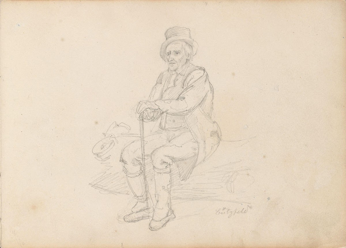 Sittende gammel mann Pützfeld 1839