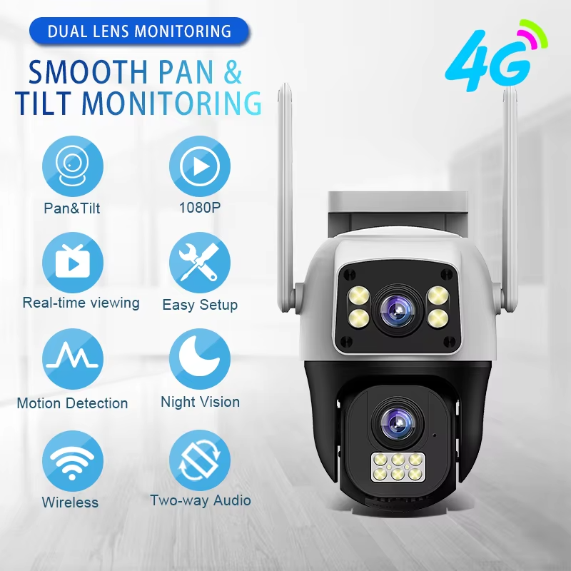 4G Camera 2 len PTZ 360 (sim card)