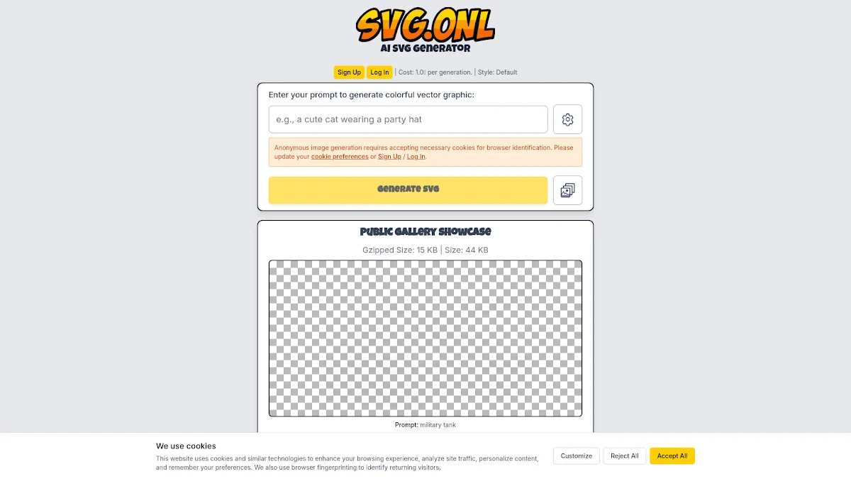 Captura de AI SVG Generator | text to SVG | svg.onl