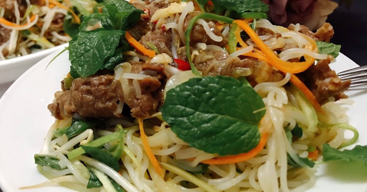 Bún trộn bò xào