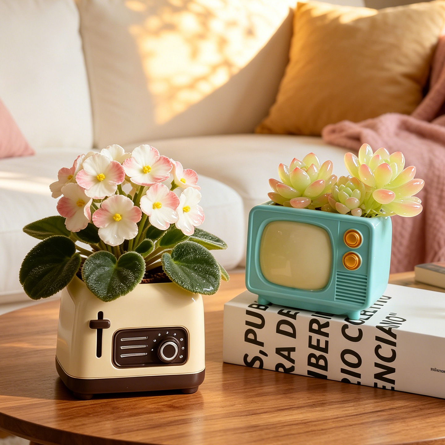 Vintage-Blumentopf, Retro-Design, ohne Pflanze
