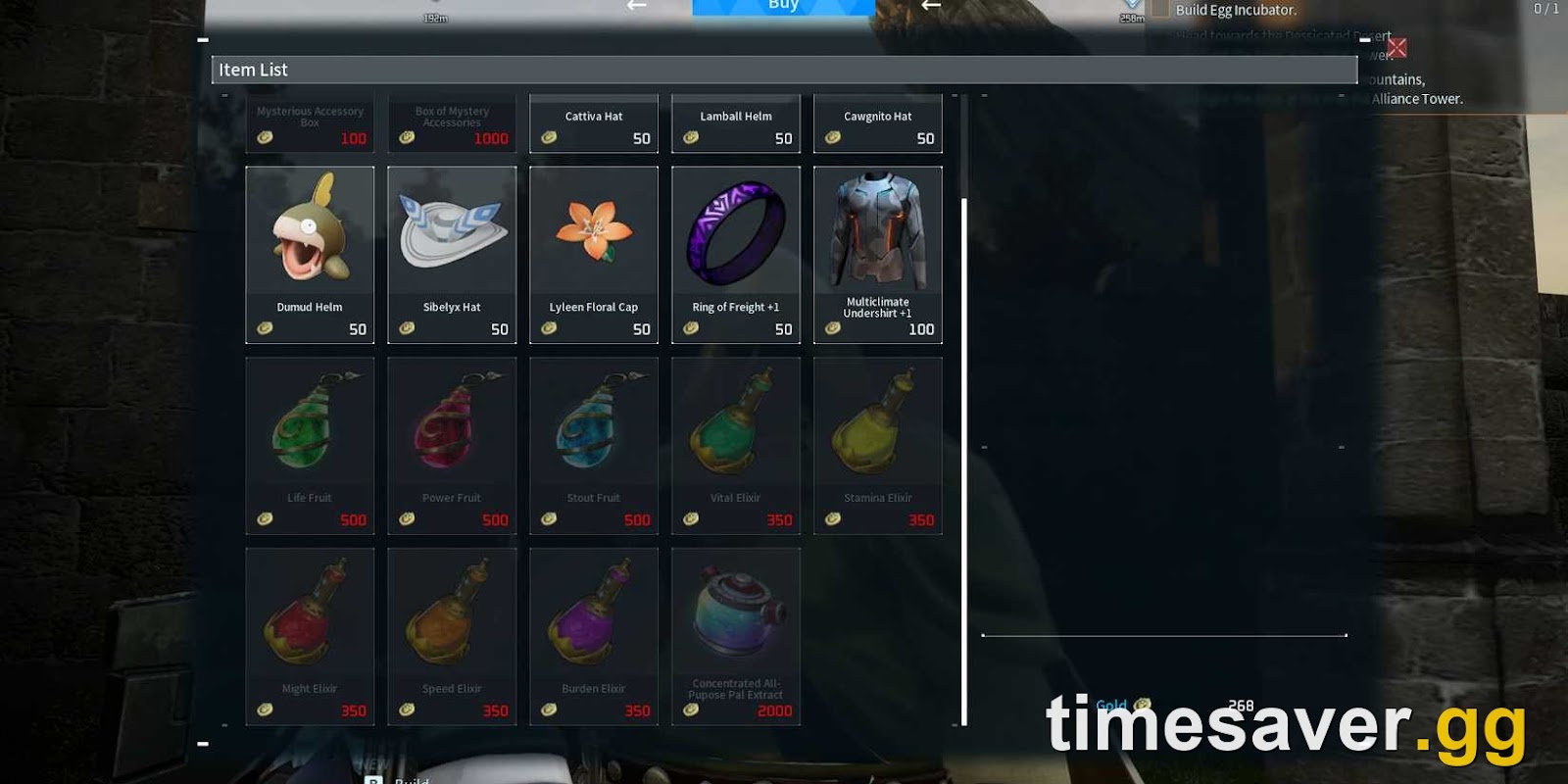 Palworld Medal Merchant shop UI showing items for sale for Dog Coins