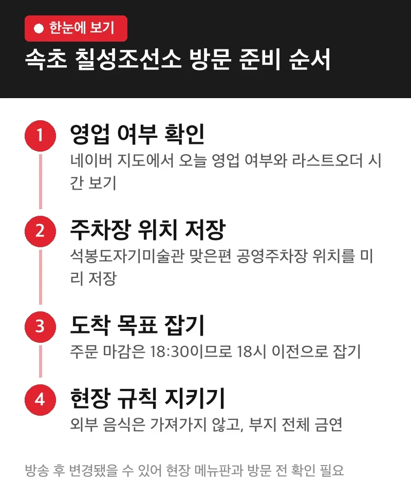 속초 칠성조선소 방문 준비 순서