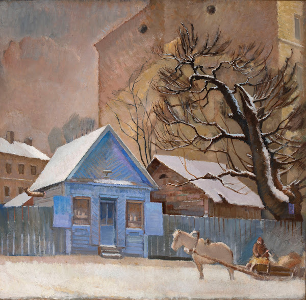Blue house in winter 1930