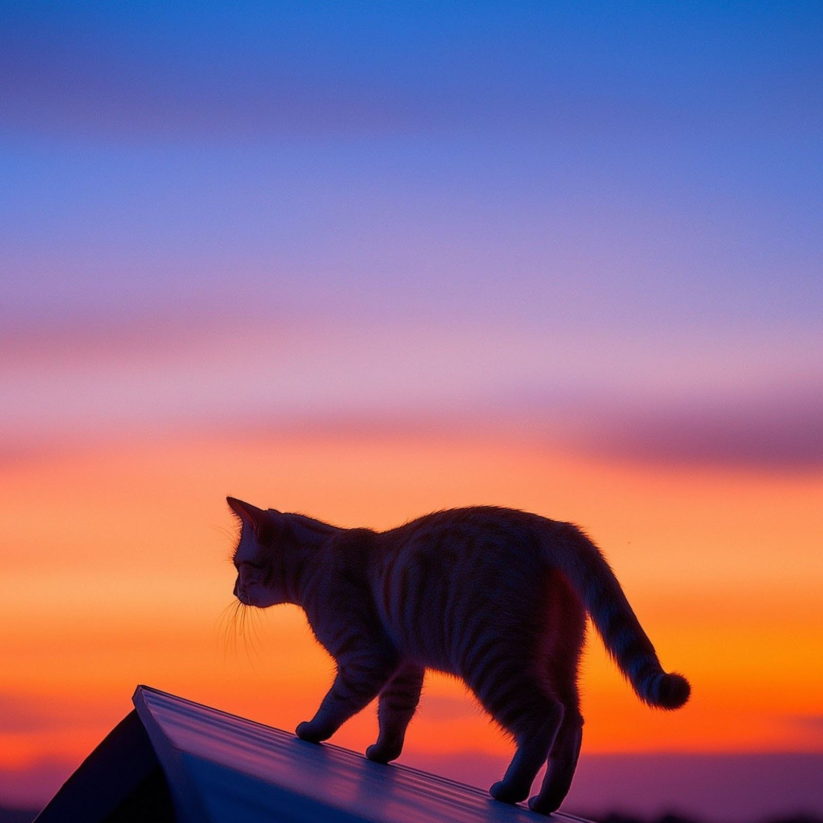 Download Cat Silhouette, Sunset Sky, Animal Photography, Pet Portrait Full HD iPhone