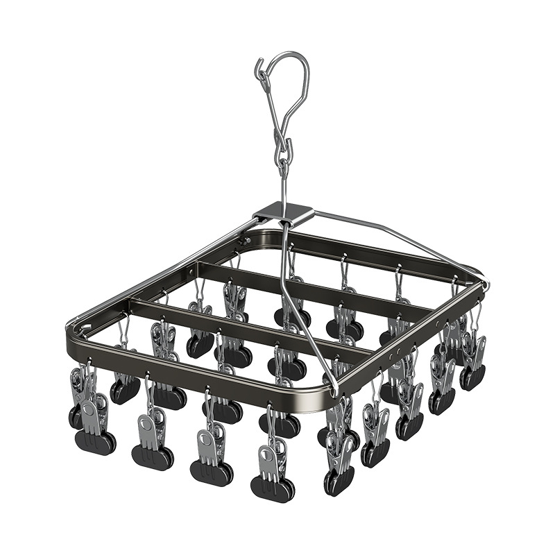 Aluminum clothes rack with multiple clips