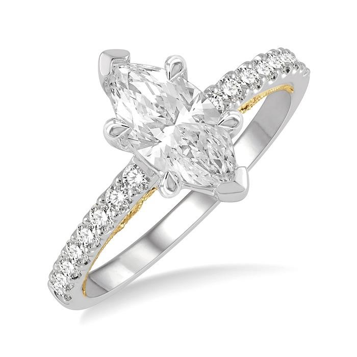 Marquise Shape Semi-Mount Diamond Engagement Ring