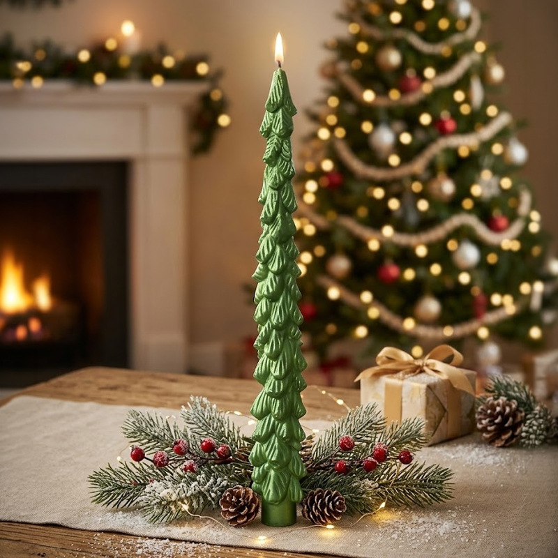Christmas tree scented candle, handmade