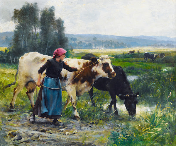 YoungPeasant WomanWith Two Cows