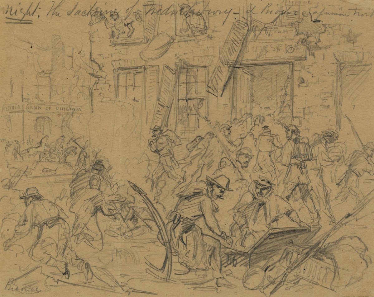 Night The sacking of Fredericksburg  biovace of Union troops 1862