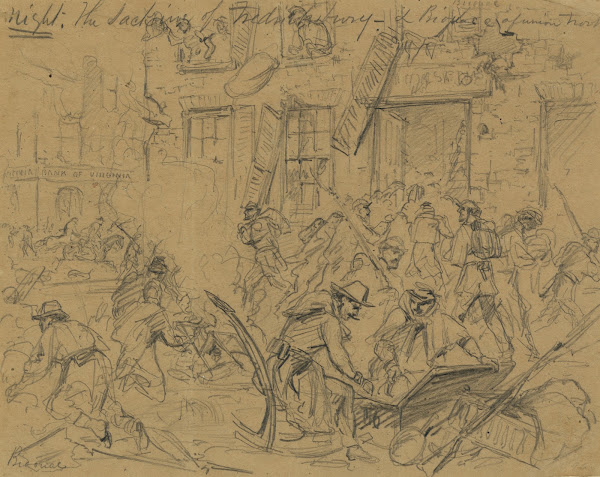 Night The sacking of Fredericksburg  biovace of Union troops 1862
