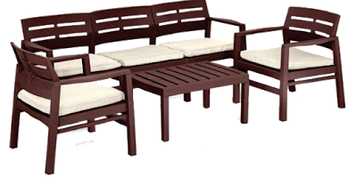 Garden Set Modern Wood 5 Seaters